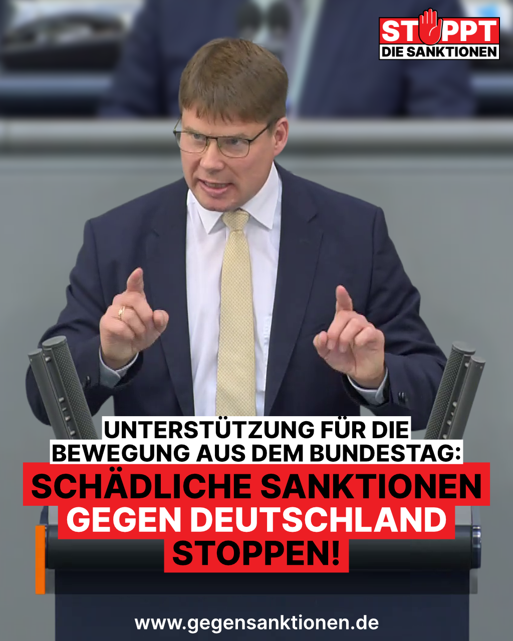 Unterstützung für die Bewegung aus dem Bundestag: Schädliche Sanktionen gegen Deutschland stoppen!